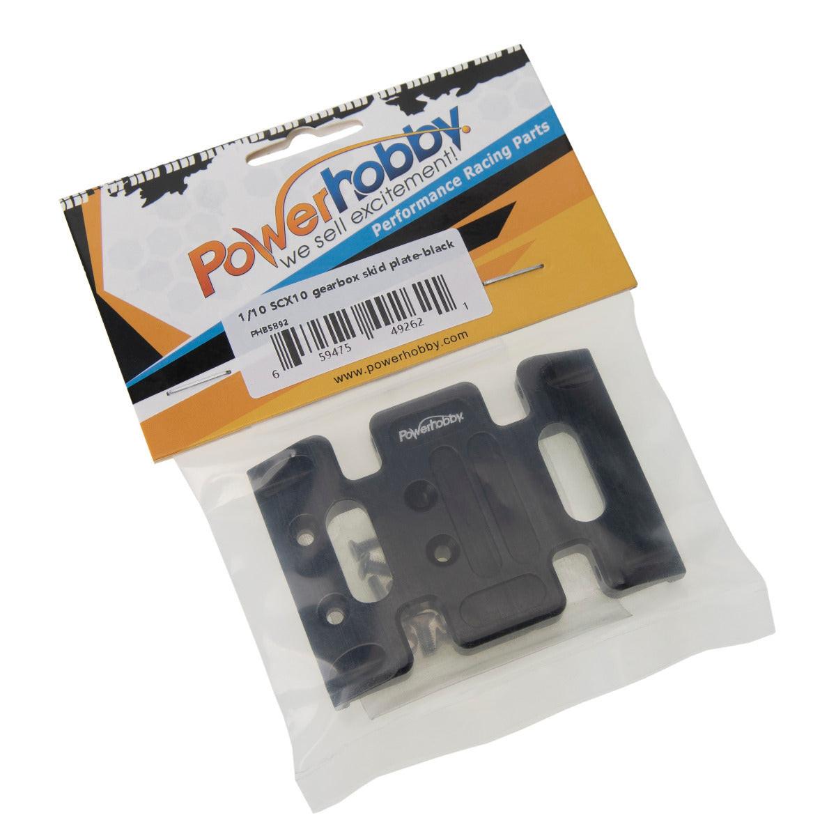 Powerhobby Aluminum Gearbox Skid Plate Black Axial SCX10 / LCG - PowerHobby
