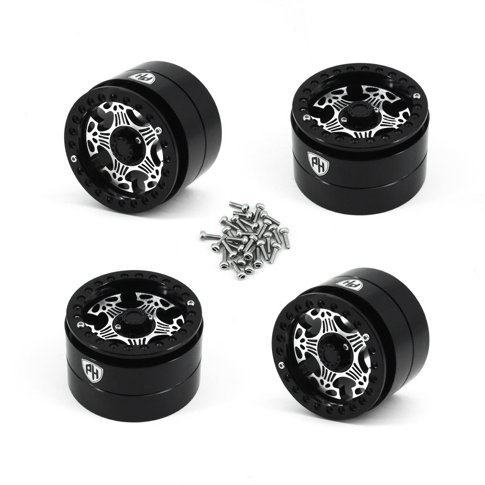 Powerhobby Aluminum 2.2" Beadlock Wheels Black (4) 1/10 Rock Crawler - PowerHobby
