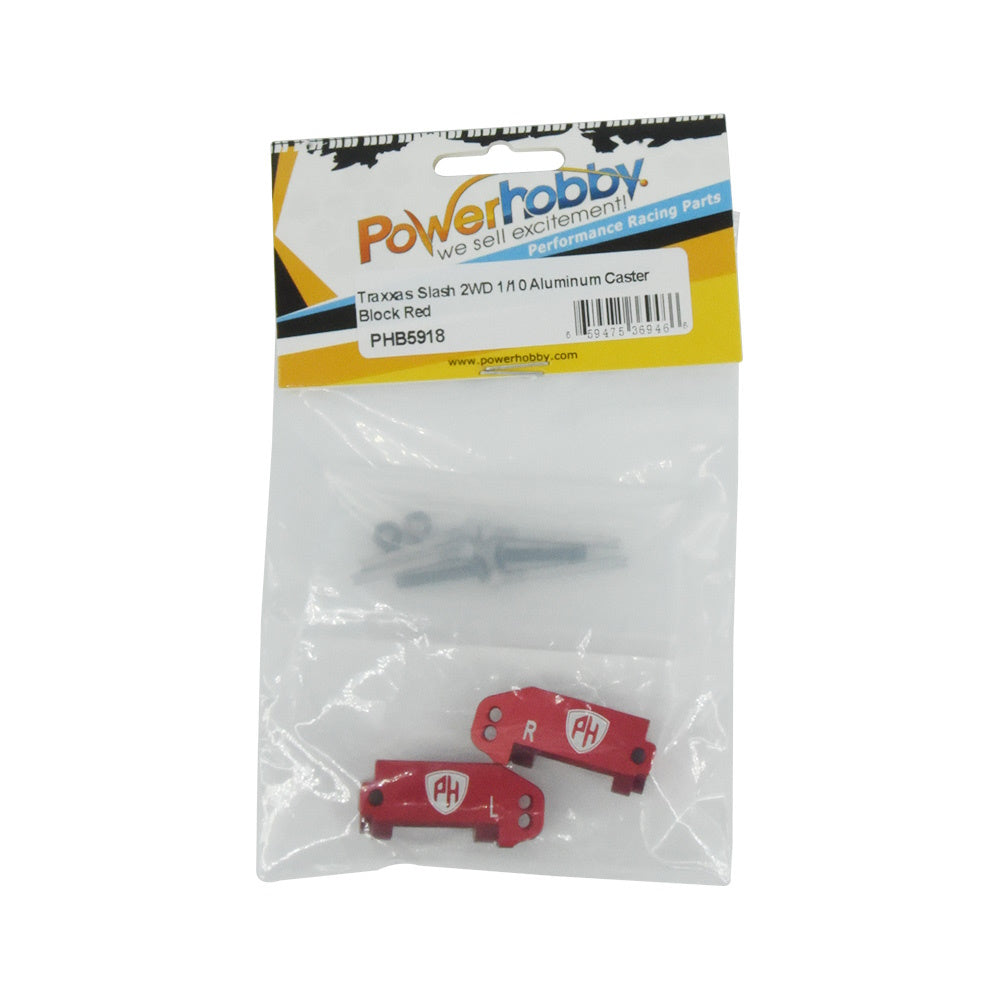 Powerhobby Aluminum Caster Blocks FOR Traxxas Slash Rustler Bandit Stampede Red - PowerHobby