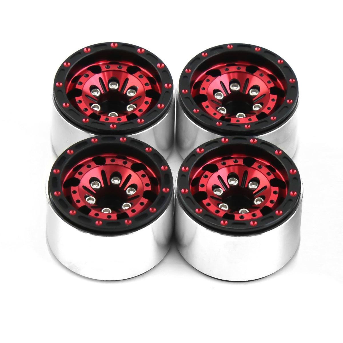 Powerhobby 1.0" Beadlock Wheels Red (4) 1/24 Rock Crawler - PowerHobby