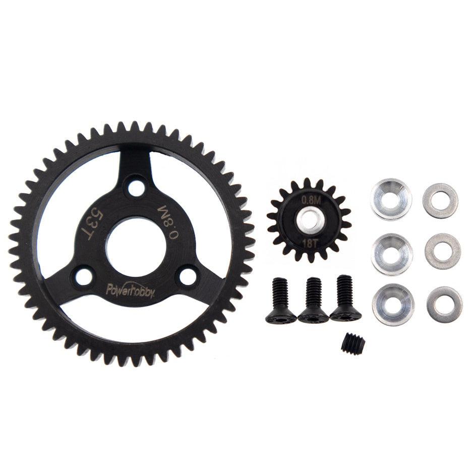 gear slash Powerhobby HS 32P 53T 0.8M Spur Gear w 18T Pinion FOR Traxxas Slash 2WD