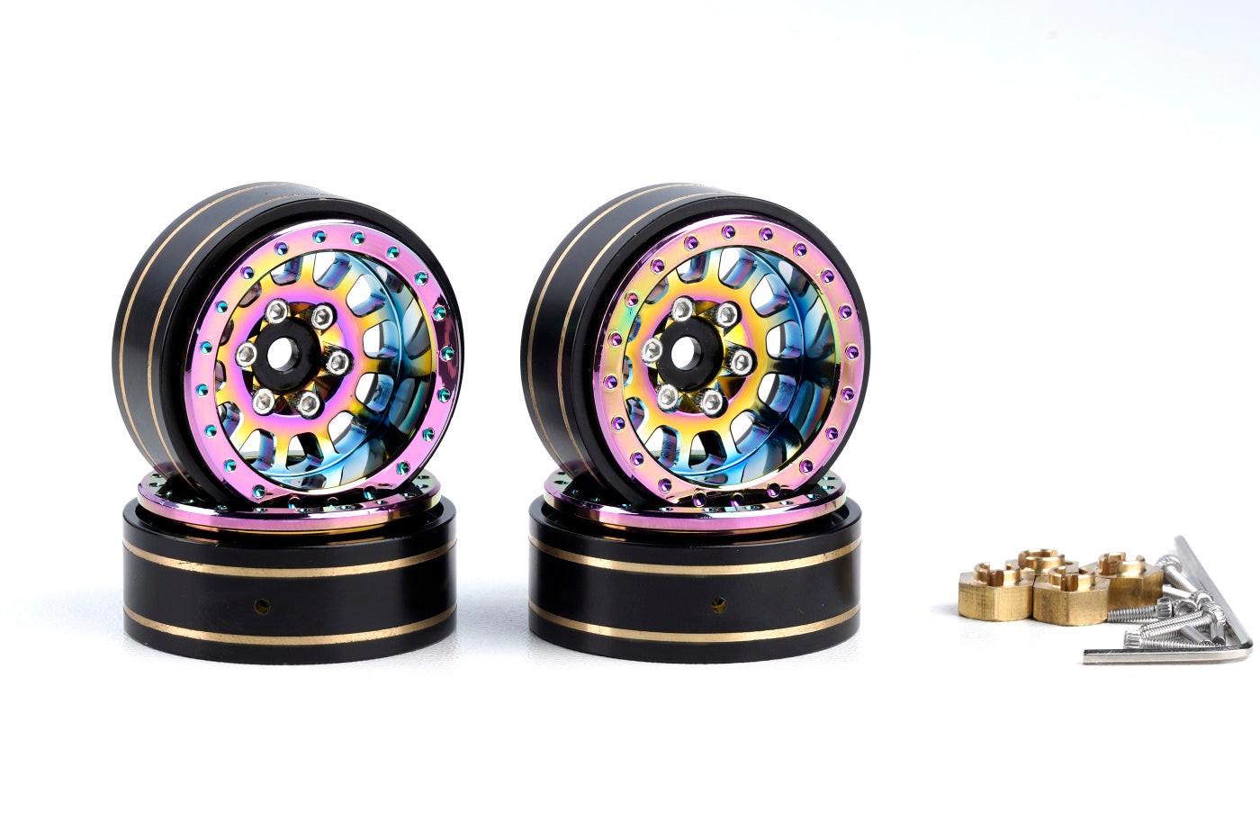 Powerhobby Axial SCX24 1.0" Titanium Brass Beadlock Crawler Wheels 1/24 - PowerHobby