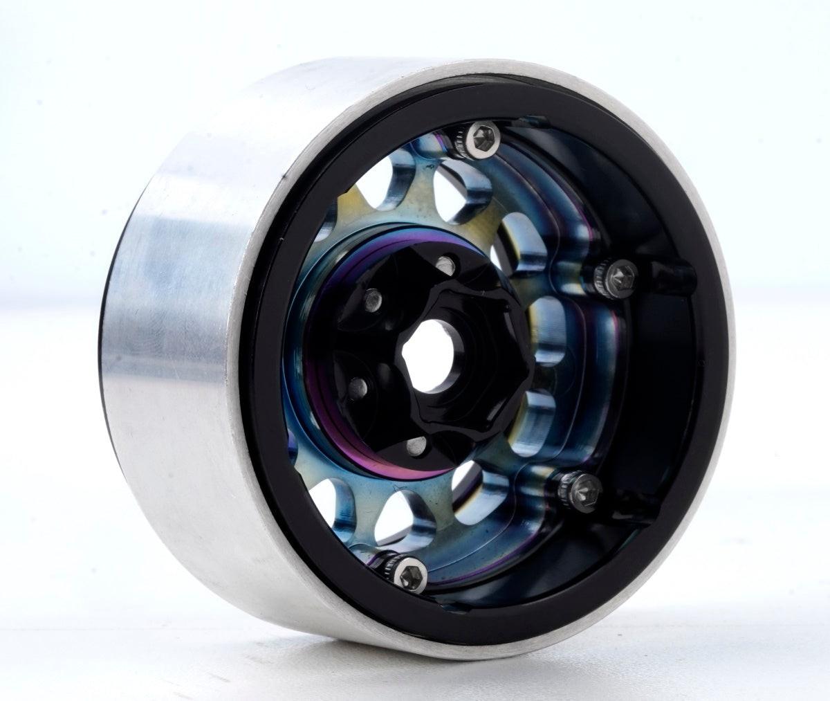 Powerhobby Aluminum 2.2" Beadlock Wheels Green Titanium (4) 1/10 Rock Crawler - PowerHobby