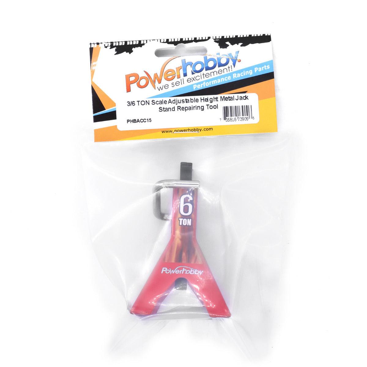 Powerhobby 3/6 Ton RC Scale Adjustable Height Metal Jack Stand RED - PowerHobby