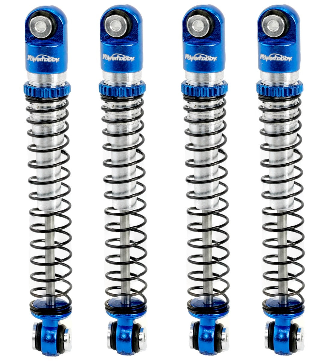 Powerhobby Aluminum 54mm Long Travel Shocks 1/24 Axial SCX24 Jeep Bronco Blue - PowerHobby