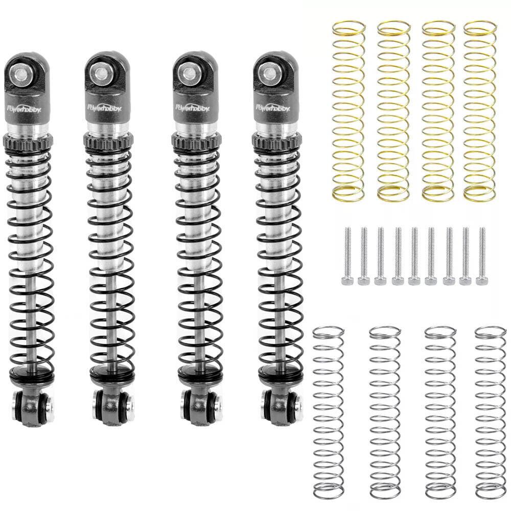 Powerhobby Aluminum 54mm Long Travel Shocks 1/24 Axial SCX24 Jeep Bronco Grey - PowerHobby