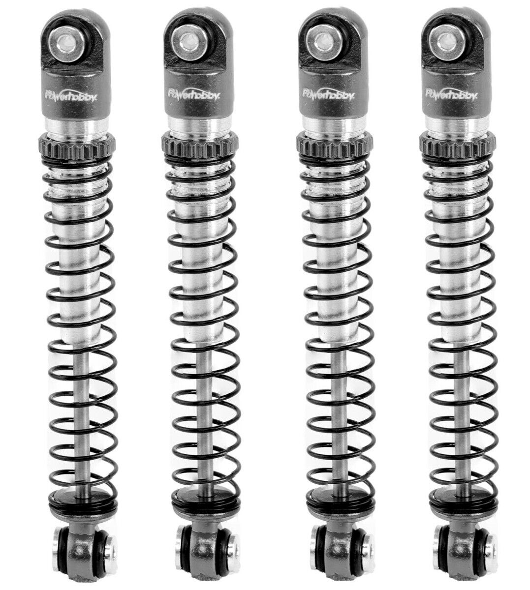 Powerhobby Aluminum 54mm Long Travel Shocks 1/24 Axial SCX24 Jeep Bronco Grey - PowerHobby