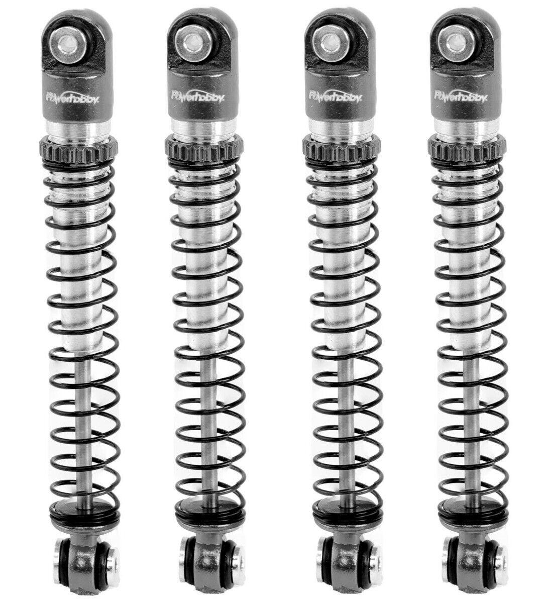Powerhobby Aluminum 54mm Long Travel Shocks 1/24 Axial SCX24 Jeep Bronco Grey - PowerHobby