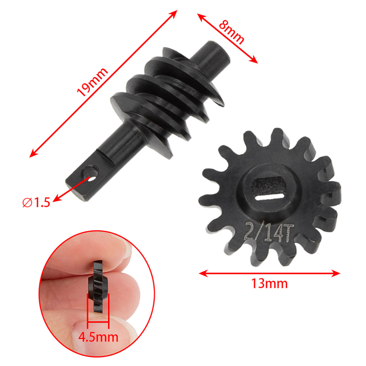 Powerhobby Axial SCX24 Steel Overdrive Gears Diff Worm Set 2T/14T Overdrive 23% - PowerHobby