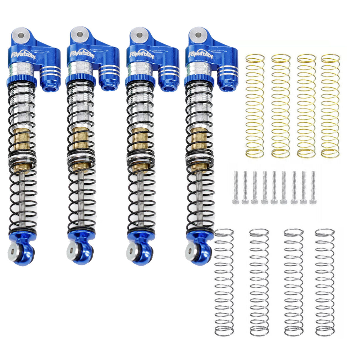 Powerhobby 1/24 Axial SCX24 Aluminum 58mm Long Travel Shocks Jeep Bronco Blue - PowerHobby