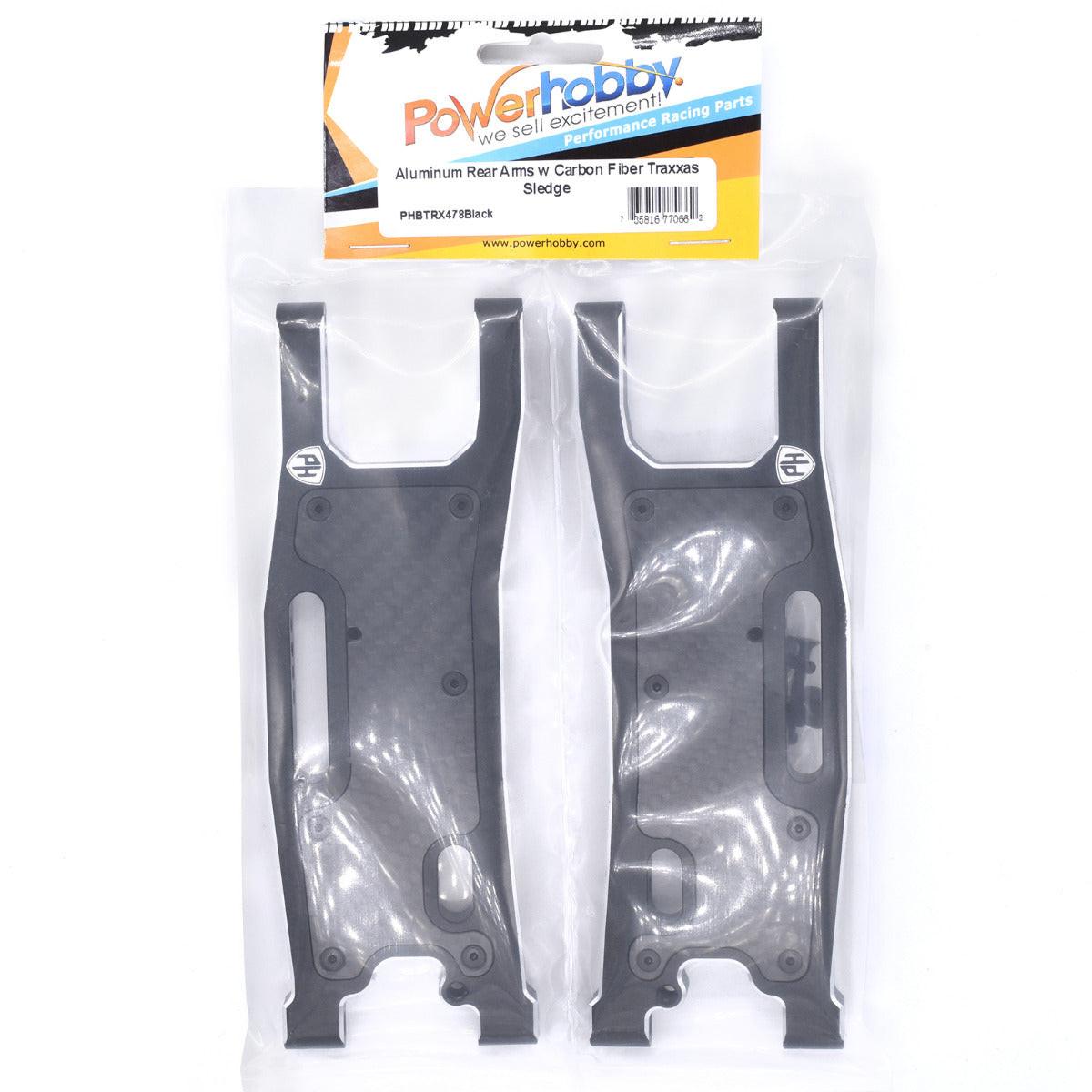 Powerhobby Aluminum Rear Arms w Carbon Fiber Dust Cover FOR Traxxas Sledge Black - PowerHobby