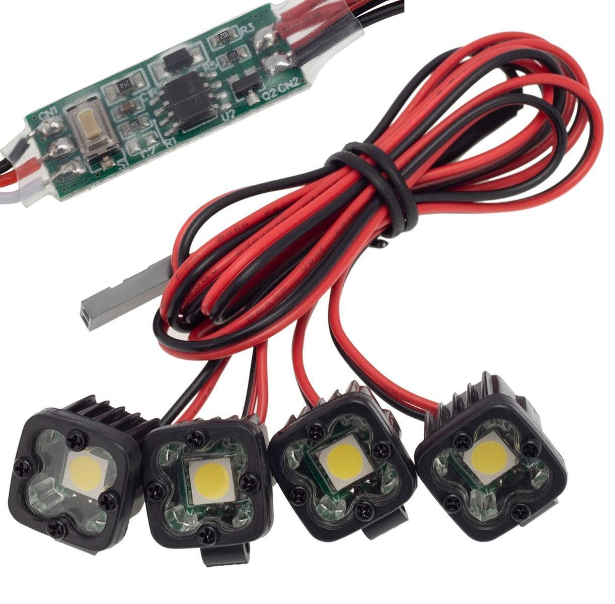 PowerHobby RC 4 LED Lights Headlights Spotlight w/ Controller for 1/10 1/8 - PowerHobby