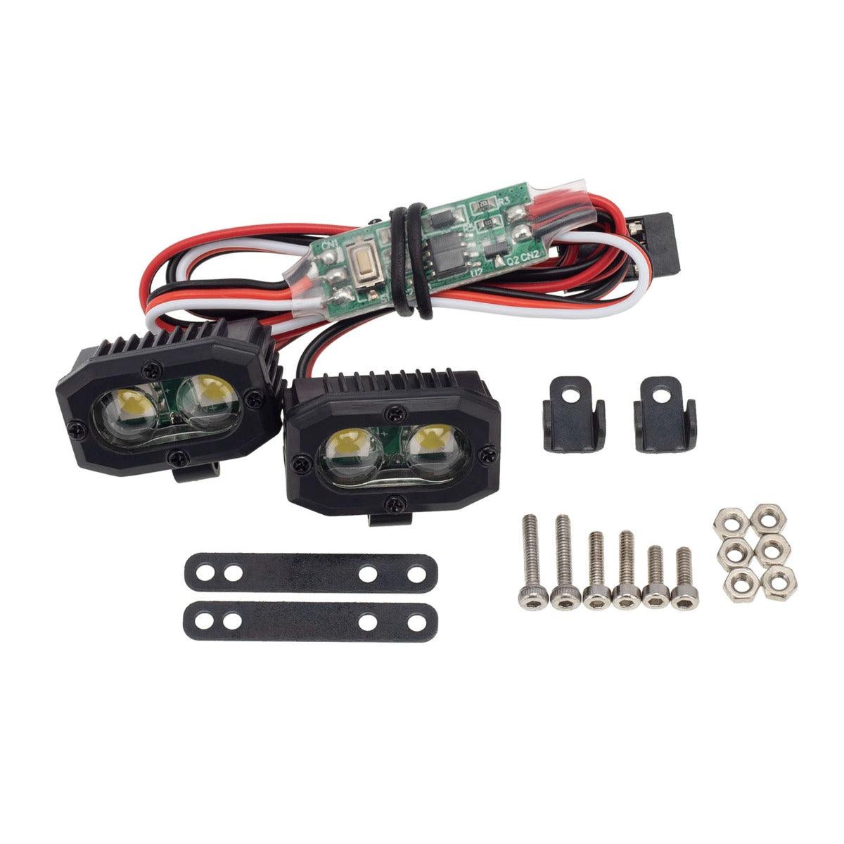 PowerHobby RC Double lamp LED Lights Headlights Spotlight w/ Controller for 1/10 1/8 - PowerHobby