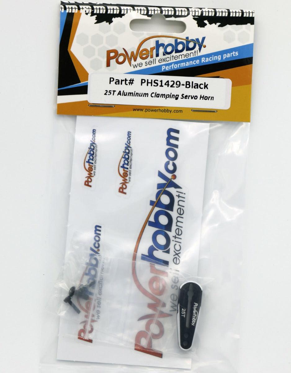 Powerhobby 25T Aluminum Clamping Servo Horn Black - PowerHobby
