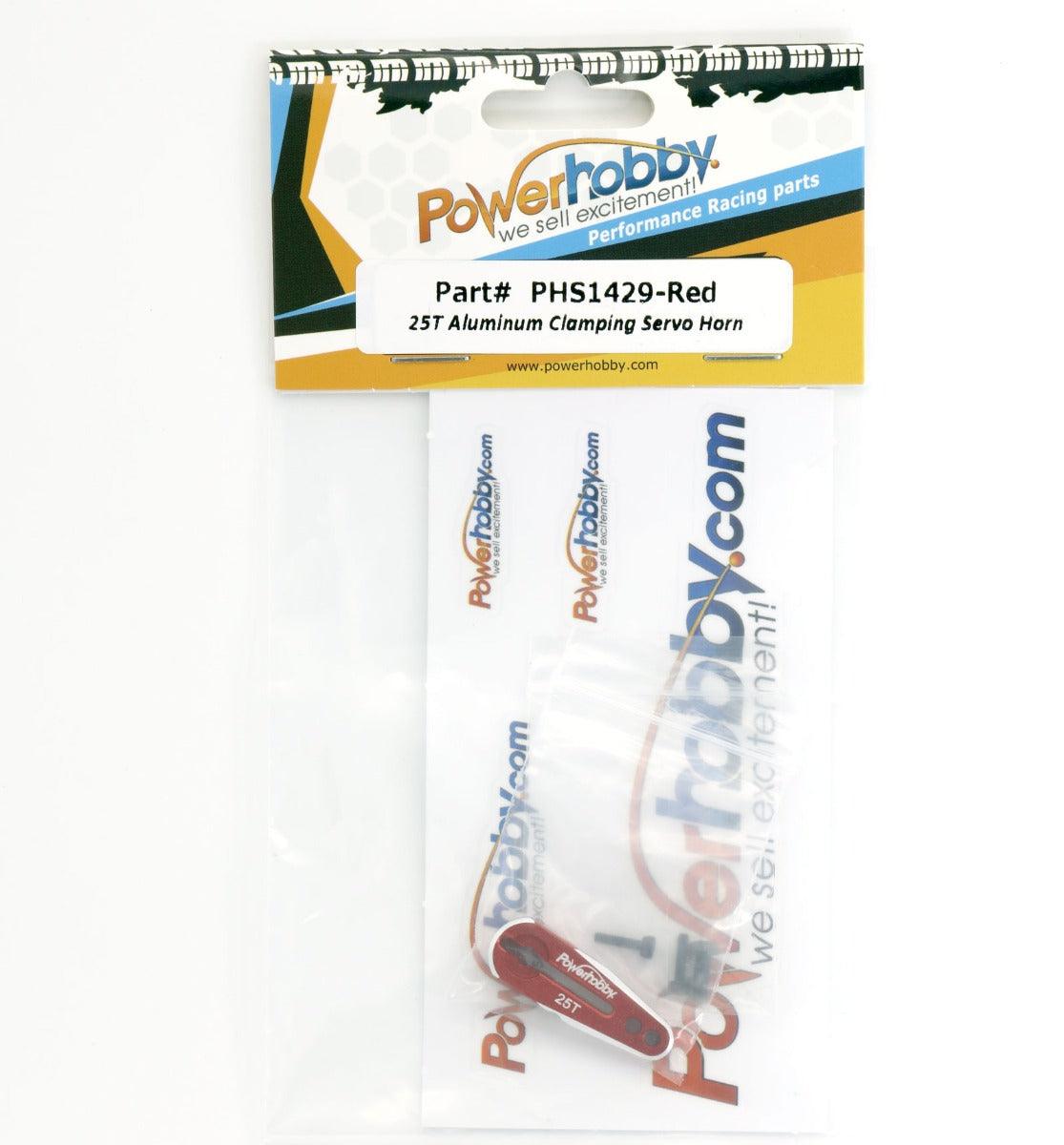 Powerhobby 25T Aluminum Clamping Servo Horn Red - PowerHobby