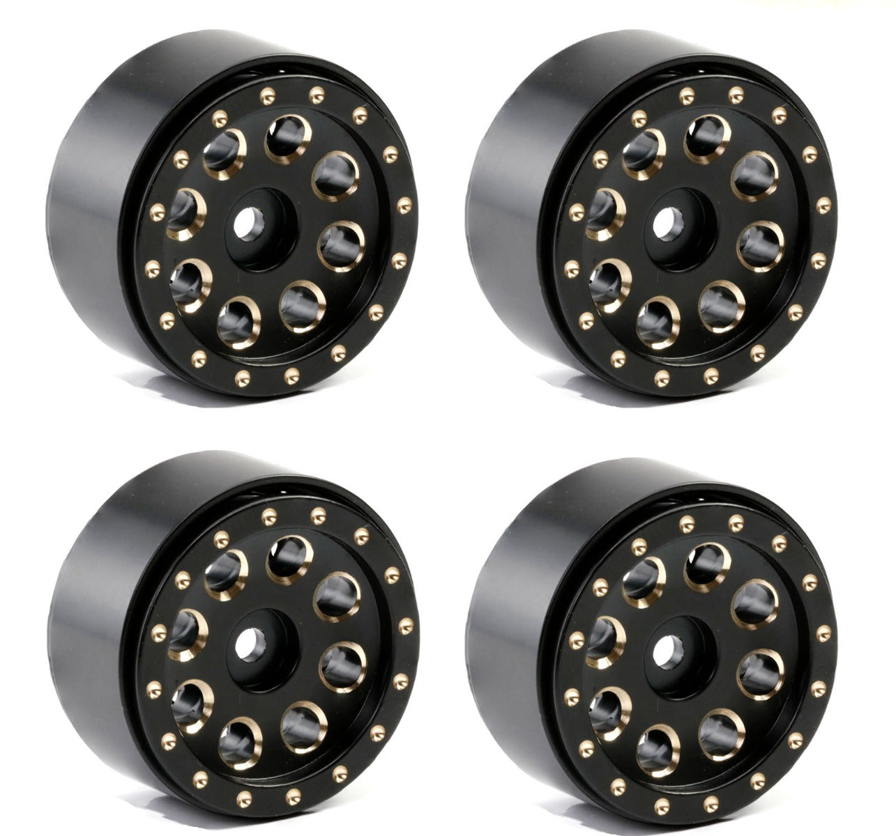 Powerhobby 1.0" Brass Beadlock Crawler Wheels 1/24 Axial SCX24 Jeep Bronco - PowerHobby