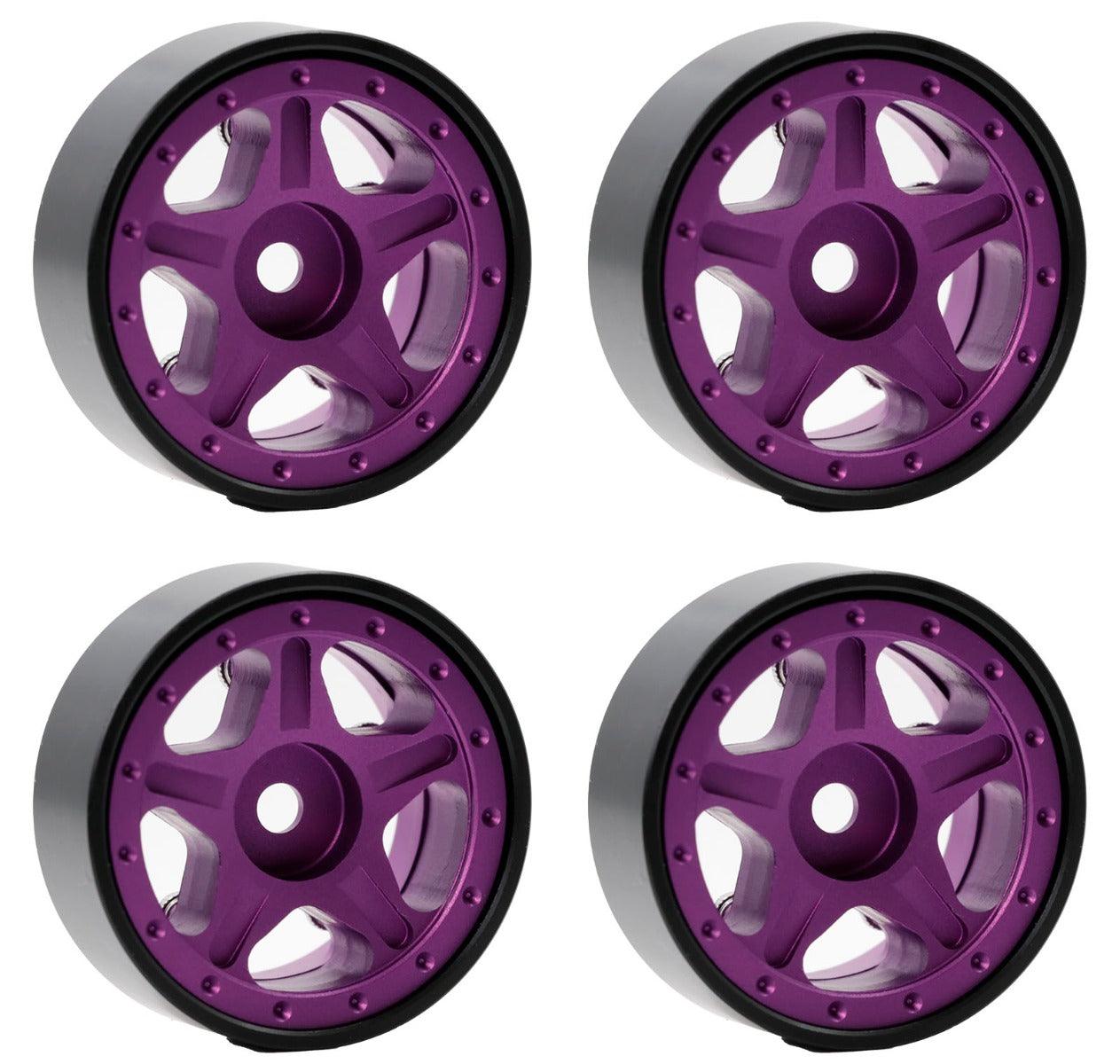Powerhobby Z2 1.0" Aluminum Beadlock Crawler Wheels Purple 1/24 Axial SCX24 C10 - PowerHobby