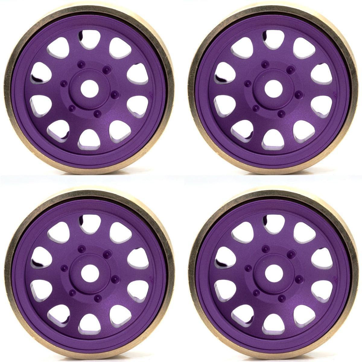 Powerhobby Z5 1.0" Aluminum Brass Ring Beadlock Crawler Wheels SCX24 Purple 1/24 - PowerHobby