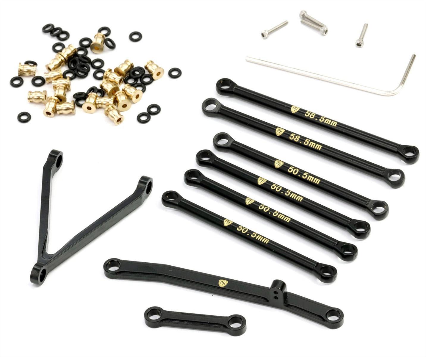 RCLIONS Aluminum Suspension Links For Axial SCX24 Deadbolt 1/24 RC Crawler - Higher Clearance Upgrade Parts (Black)