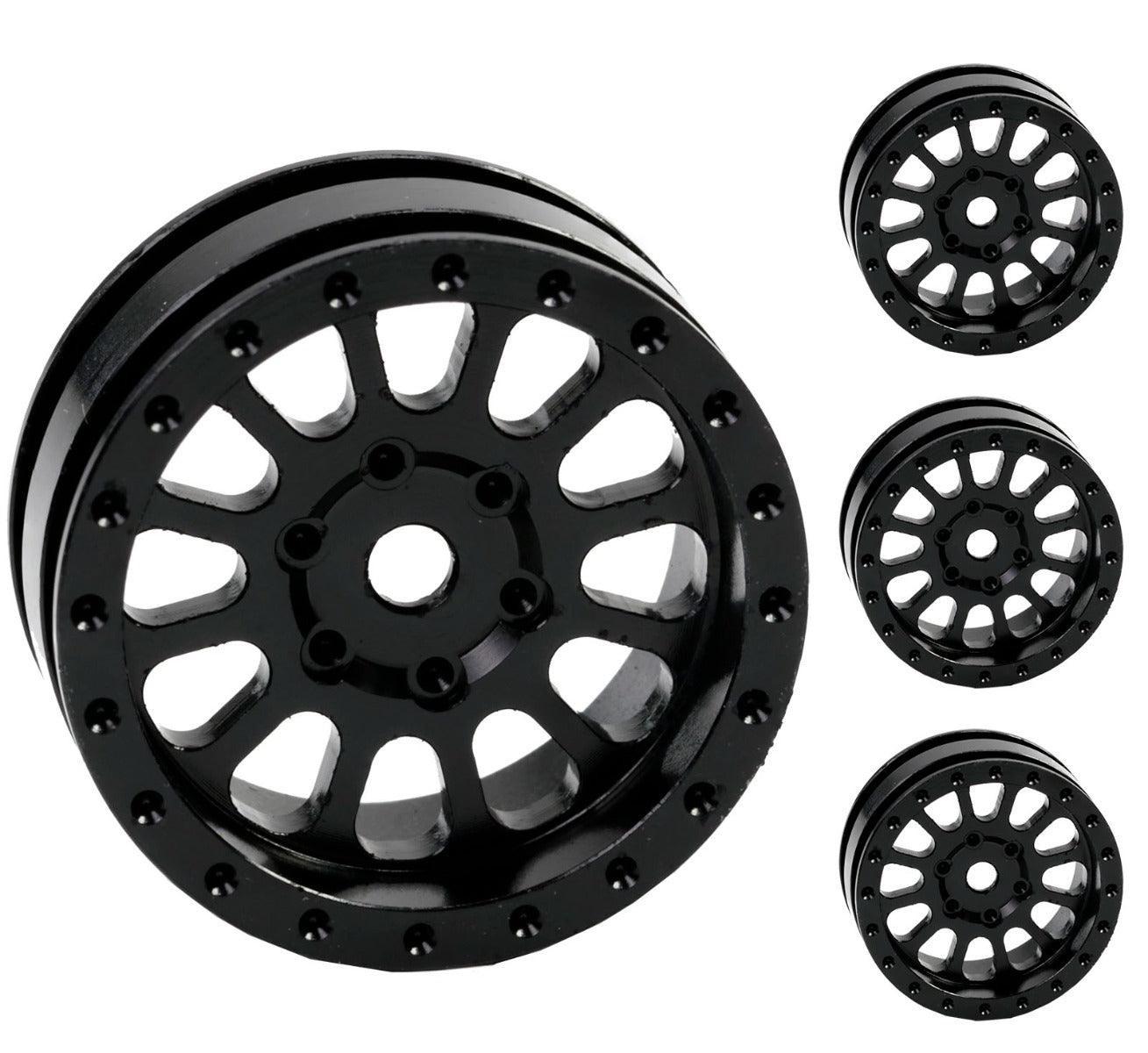 Powerhobby A24 Aluminum 1.0โ Rock Crawler Wheels Axial SCX24 - Black - PowerHobby