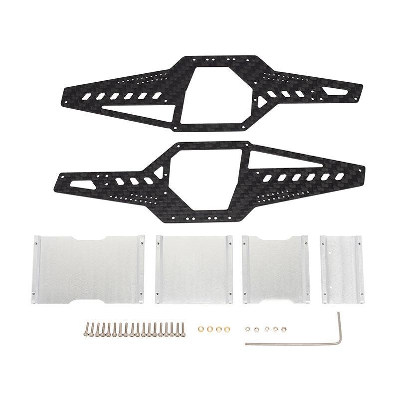 Powerhobby SCX24 Carbon Fiber Aluminum Rock Racer Conversion Chassis Kit Silver - PowerHobby
