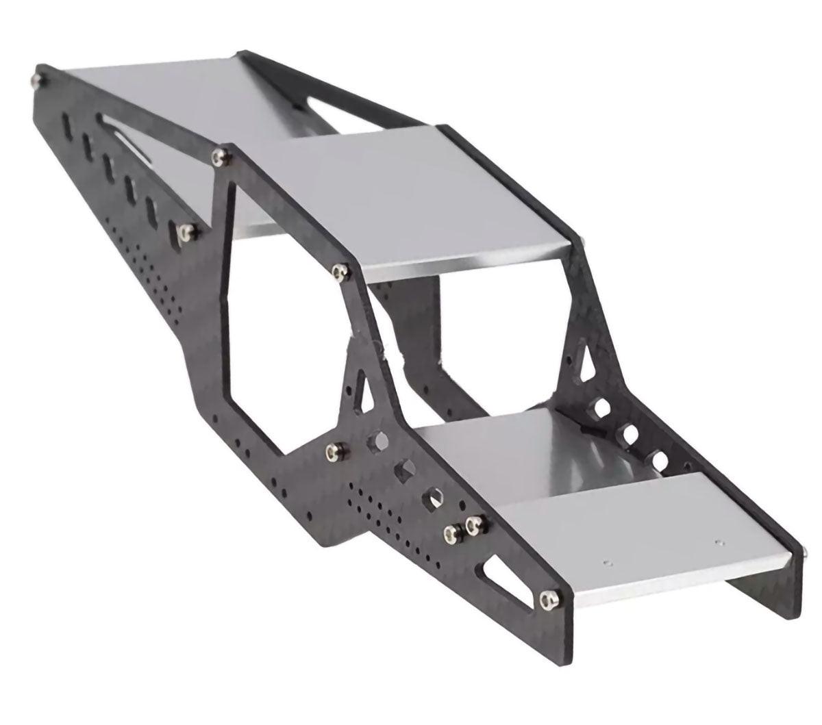 Powerhobby SCX24 Carbon Fiber Aluminum Rock Racer Conversion Chassis Kit Silver - PowerHobby