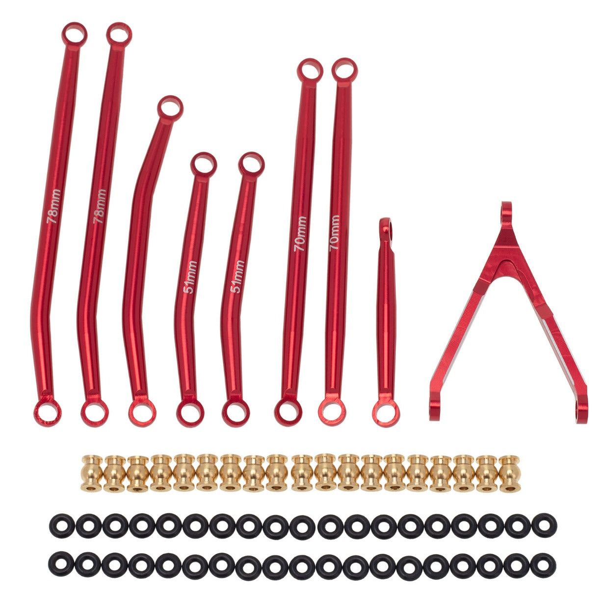 Powerhobby Aluminum SCX24 Betty Deadbolt High Clearance Chassis Links Set Red - PowerHobby