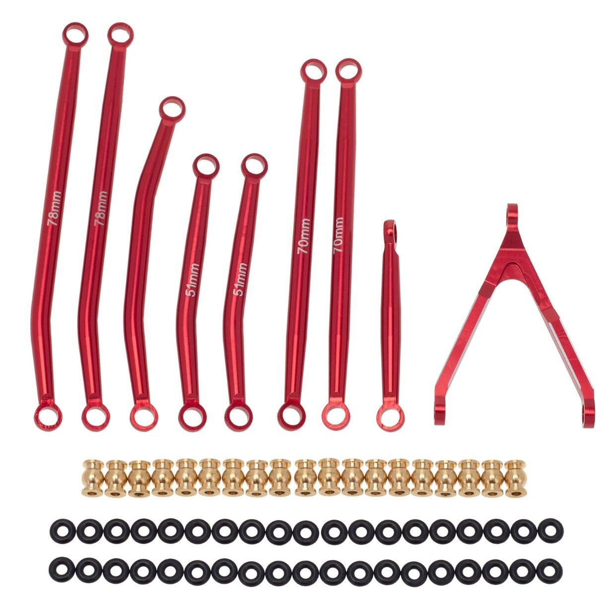 Powerhobby Aluminum SCX24 Betty Deadbolt High Clearance Chassis Links Set Red - PowerHobby