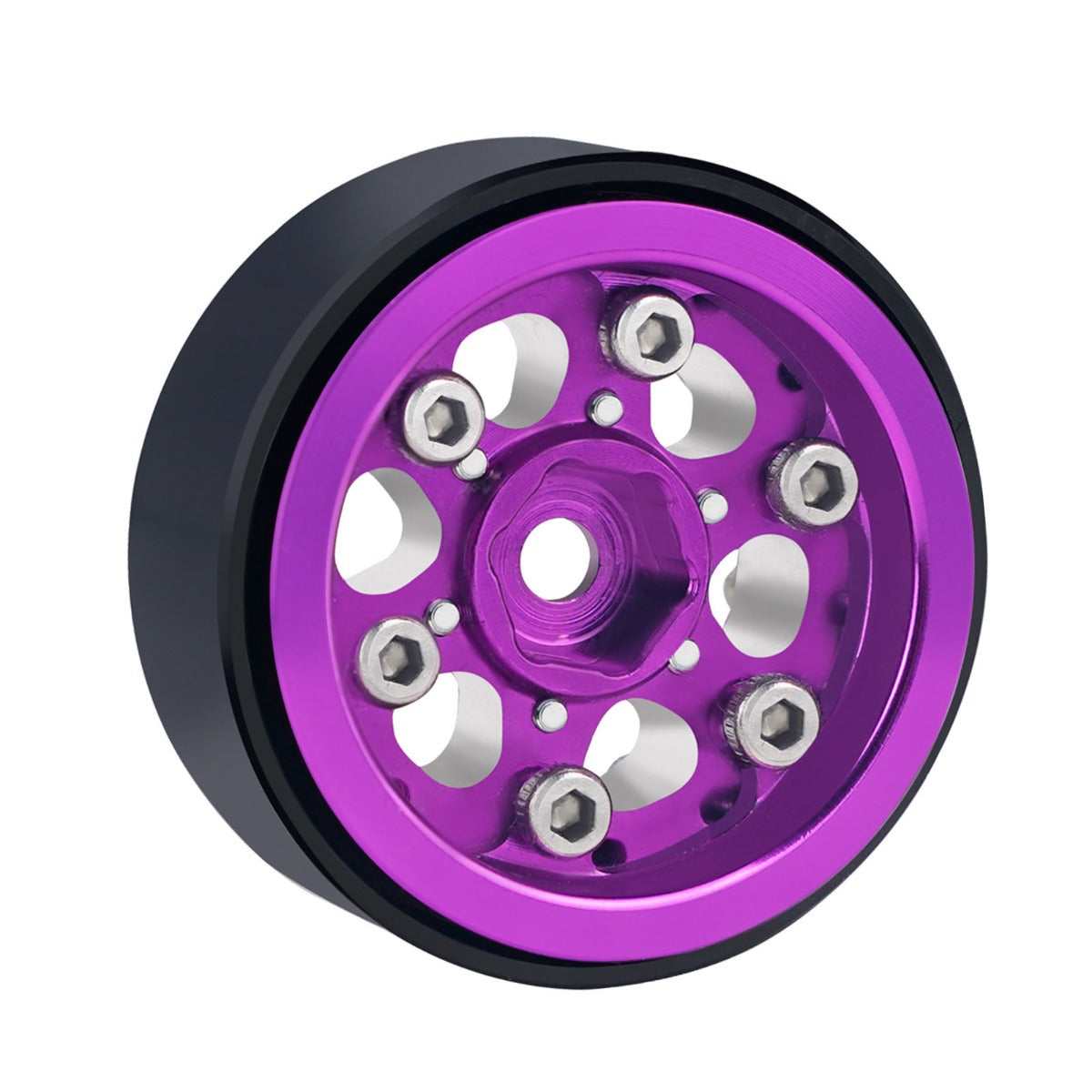 PowerHobby 1.0" 1/24 Axial SCX24 Jeep Bronco Aluminum Beadlock Wheels Purple - PowerHobby