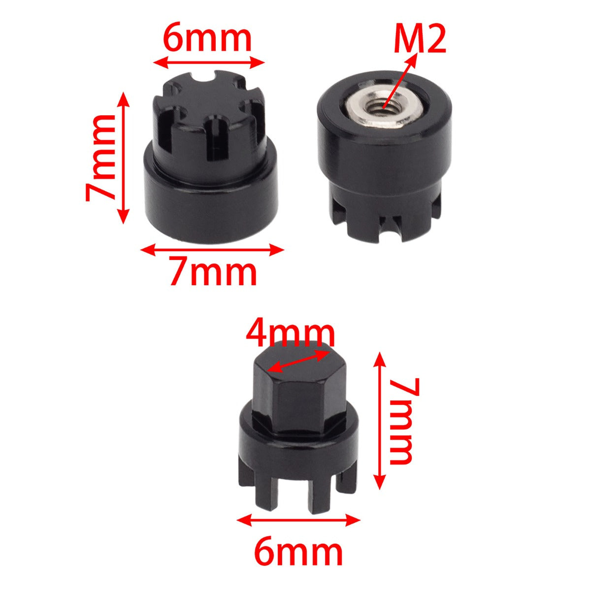 Powerhobby Aluminum M2 Wheel Nuts Cap for 1/24 Axial SCX24 Jeep C10 Bronco Black - PowerHobby