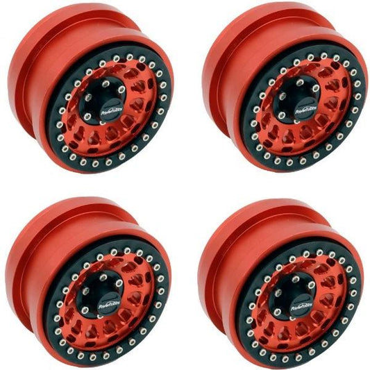 Powerhobby Axial SCX6 2.9” Aluminum Beadlock Wheels Rims Red (4) - PowerHobby