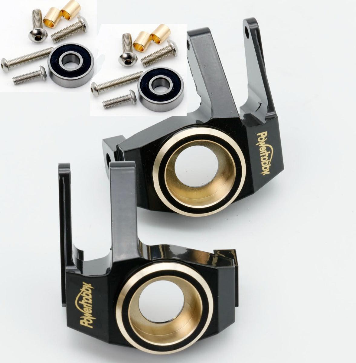 Powerhobby Axial SCX6 Brass Front Knuckle + C CUP Left Right oversized bearing - PowerHobby
