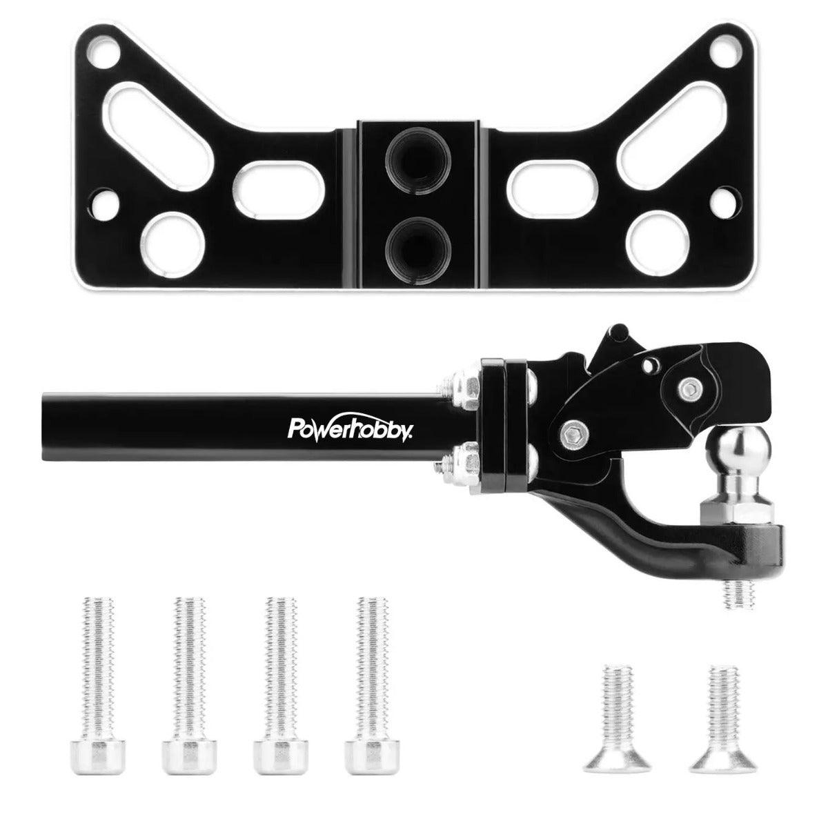 Powerhobby Axial SCX6 Jeep Aluminum Tow Hook Trailer Hitch Black - PowerHobby
