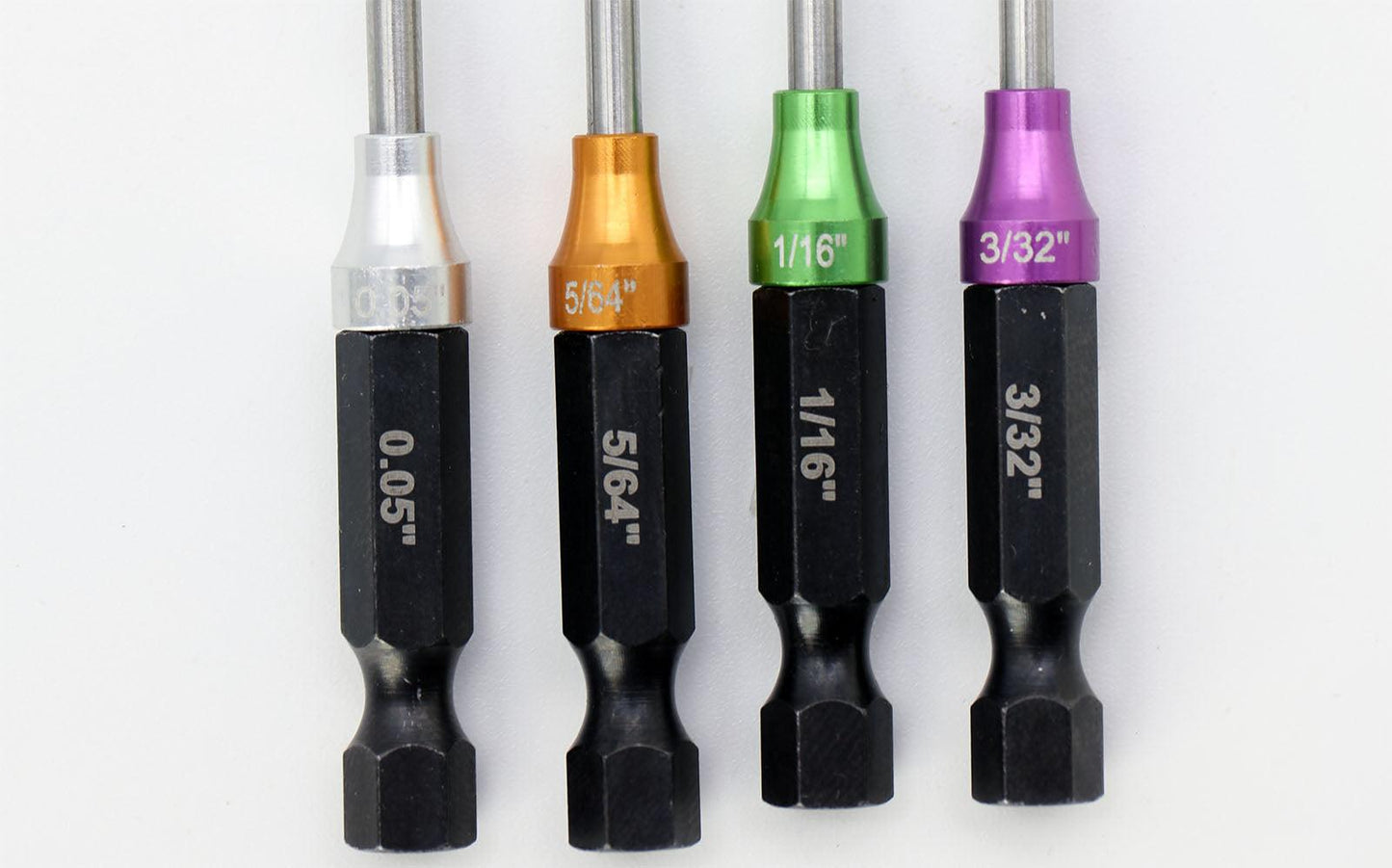 Powerhobby RC Hex Driver 1/4" Power Tool Tip Set Standard 0.05'' 1/16'' 5/64'' 3/32'' - PowerHobby