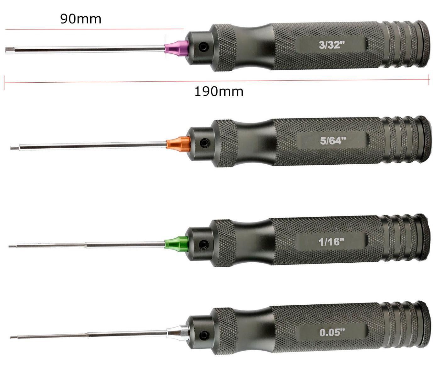 Powerhobby Pro Series Magnetized Hex Tool Set Standard 0.05'' 1/16'' 5/64'' 3/32'' - PowerHobby