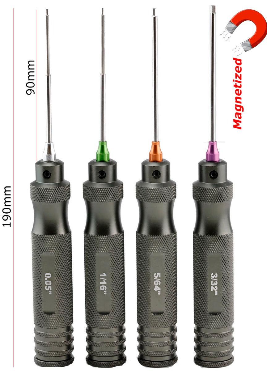 Powerhobby Pro Series Magnetized Hex Tool Set Standard 0.05'' 1/16'' 5/64'' 3/32'' - PowerHobby