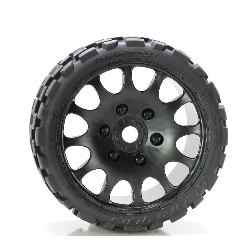 Powerhobby Scorpion Belted Monster Truck Tires / Wheels w 17mm Hex (2) Race - PowerHobby