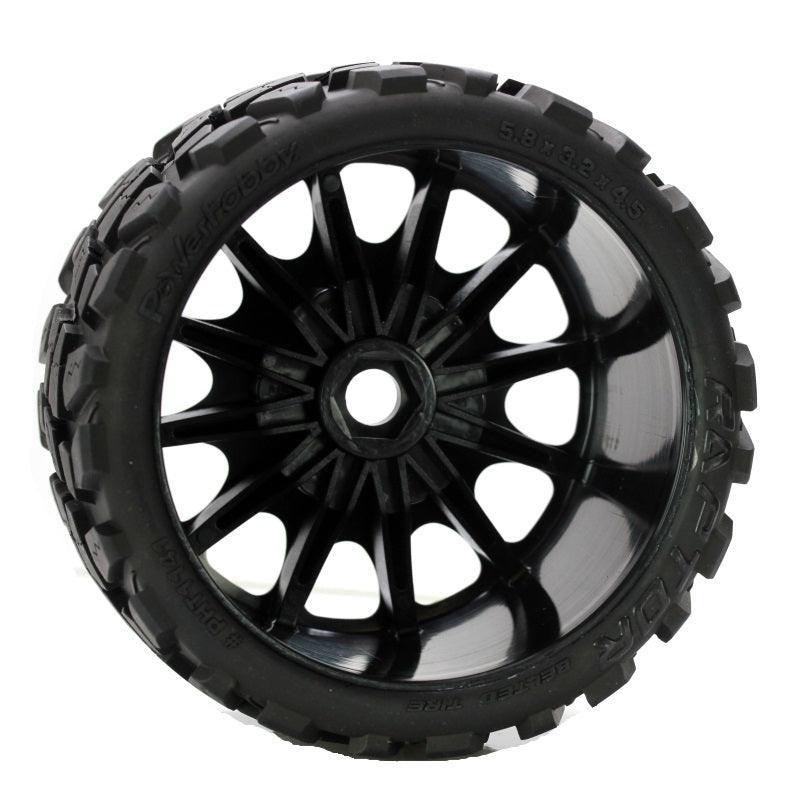 Powerhobby Raptor Belted Monster Truck Tires / Wheels w 17mm Hex (2) Sport - PowerHobby
