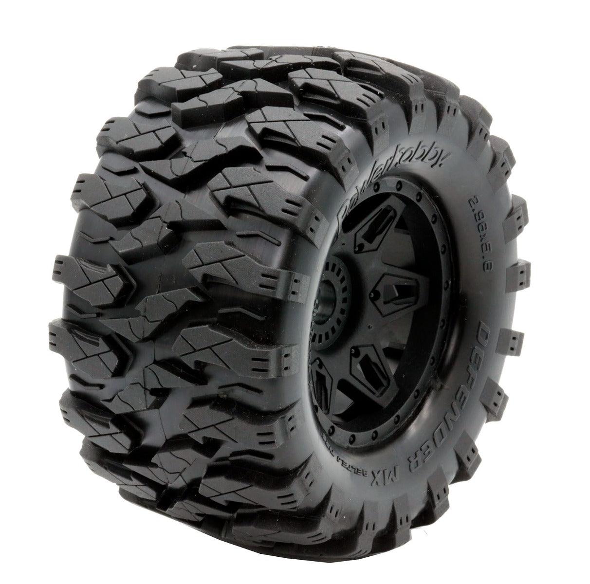 Powerhobby Defender MX Belted All Terrain Tires Mounted 17mm FOR Traxxas Maxx - PowerHobby