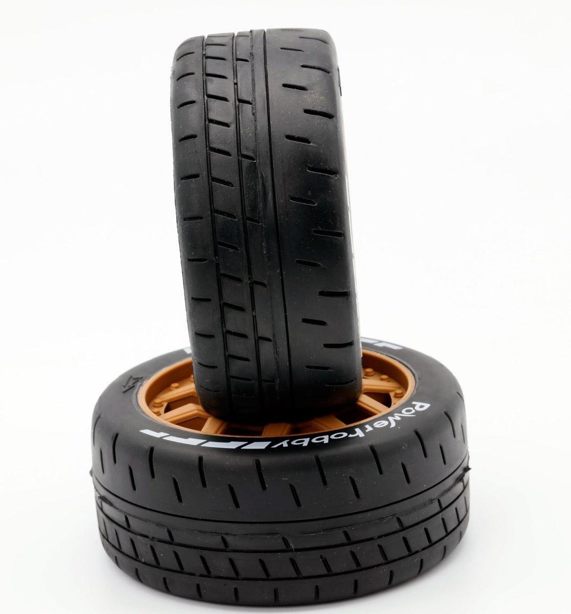Powerhobby 1/8 GT Beast Belted Mounted Tires 17mm SOFT Brown Wheels - PowerHobby