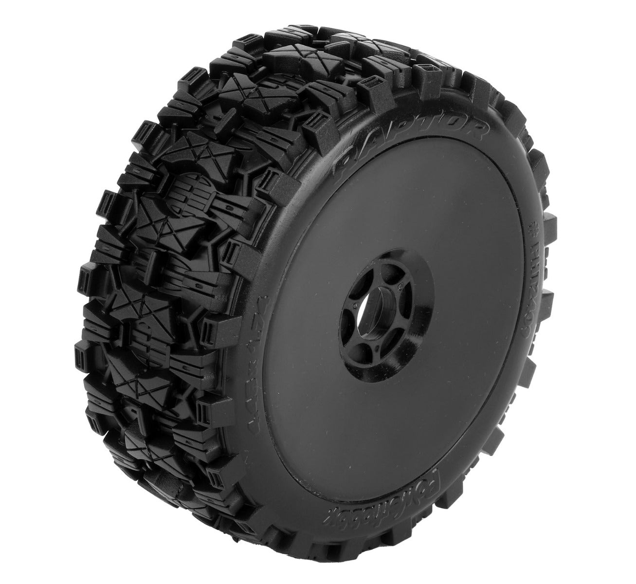 Powerhobby Raptor 1/8 Buggy Belted All Terrain Mounted Tires 17MM Black Dish Wheels - PowerHobby