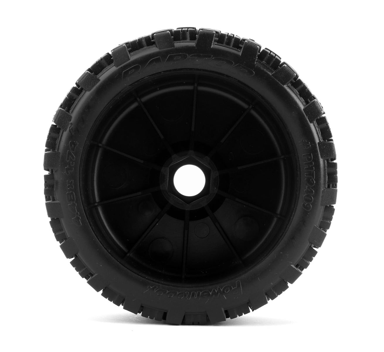 Powerhobby Raptor 1/8 Buggy Belted All Terrain Mounted Tires 17MM Black Dish Wheels - PowerHobby