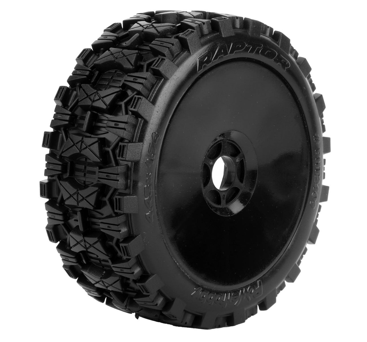 Powerhobby Raptor 1/8 Buggy Belted All Terrain Mounted Tires 17MM Black Dish Wheels - PowerHobby