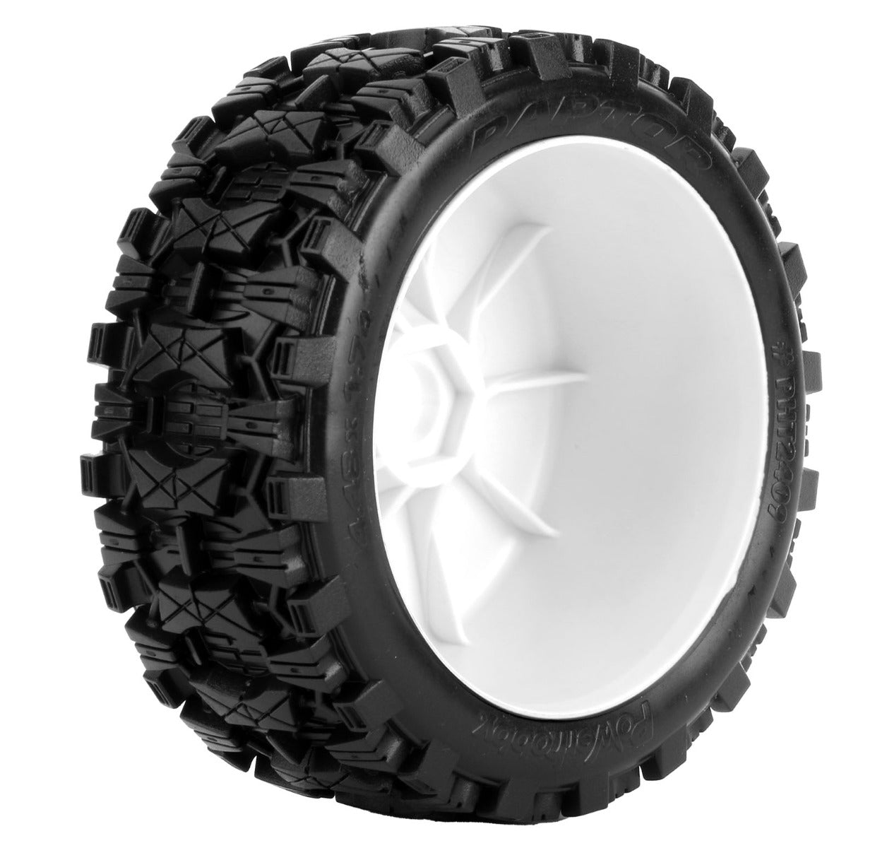Powerhobby Raptor 1/8 Buggy Belted All Terrain Mounted Tires 17MM White Dish Wheels - PowerHobby