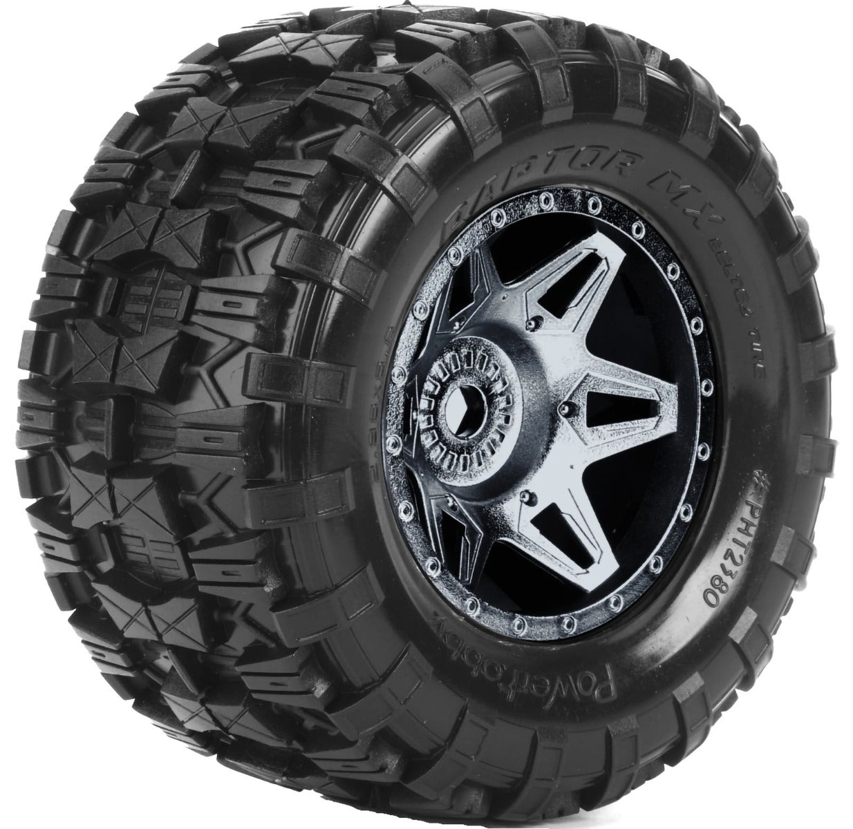 Powerhobby Raptor X Belted Pre-Mounted Tires FOR Traxxas X-Maxx XMaxx Black - PowerHobby