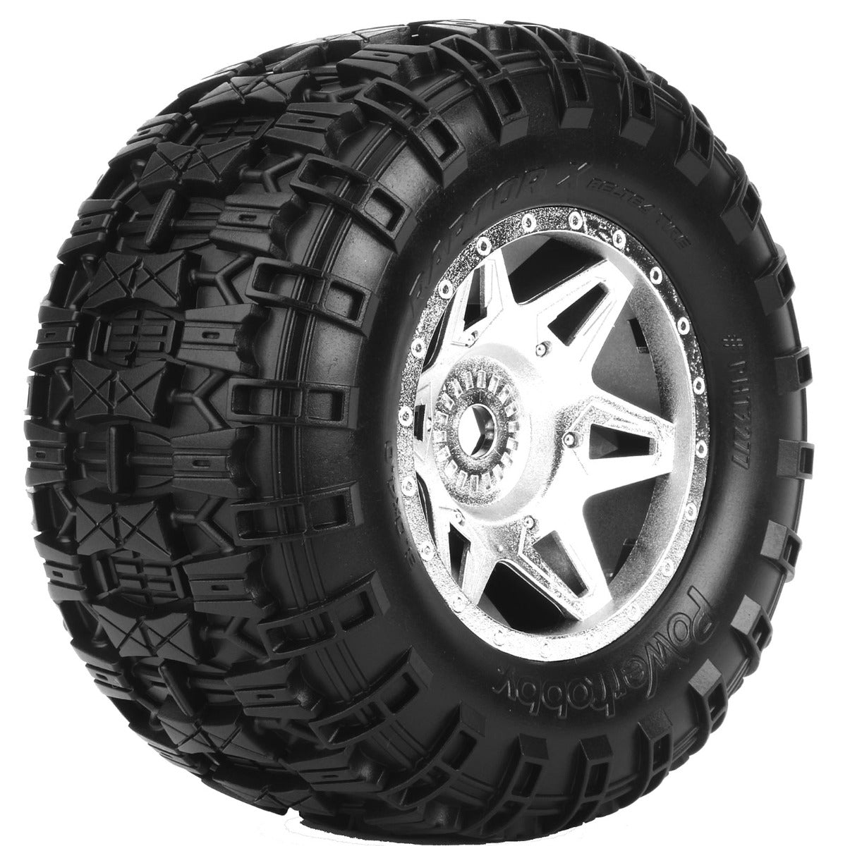 Powerhobby Raptor X Belted Pre-Mounted Tires FOR Traxxas X-Maxx XMaxx Chrome - PowerHobby