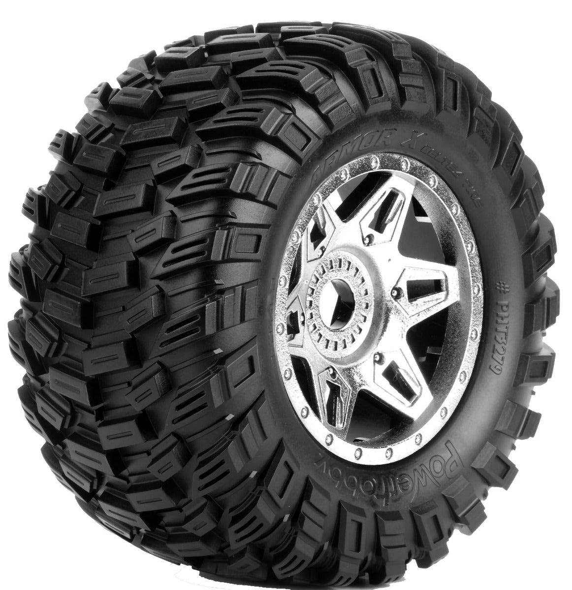 Powerhobby Armor X Belted Pre-Mounted Tires FOR Traxxas X-Maxx XMaxx Chrome - PowerHobby