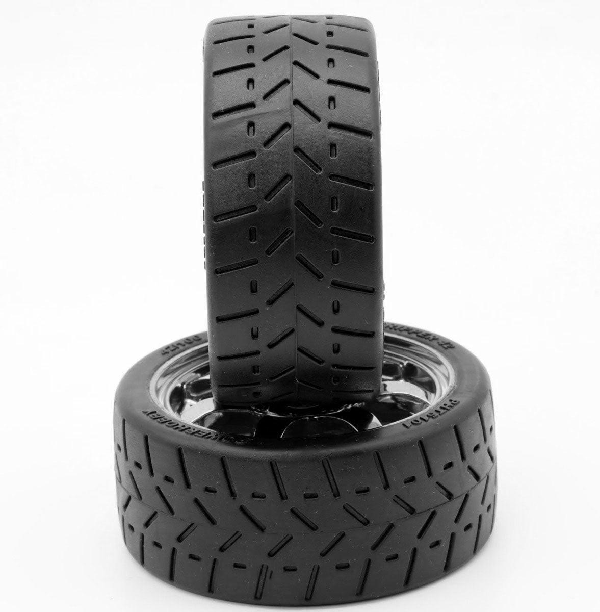Powerhobby 1/8 Gripper 42/100 Belted Mounted Tires 17mm Chrome Wheels - PowerHobby
