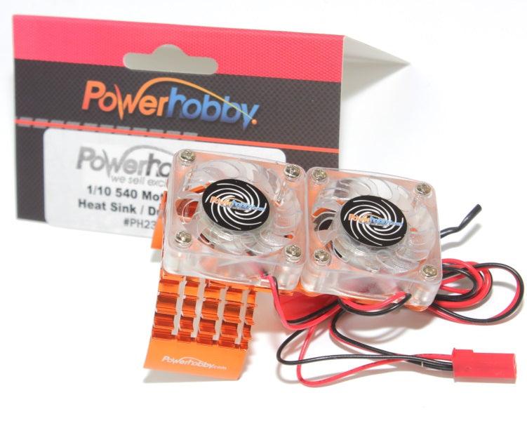 Aluminum Motor Heatsink Twin Dual Cooling Fan Orange FOR Traxxas Slash 4WD / 4X4 - PowerHobby