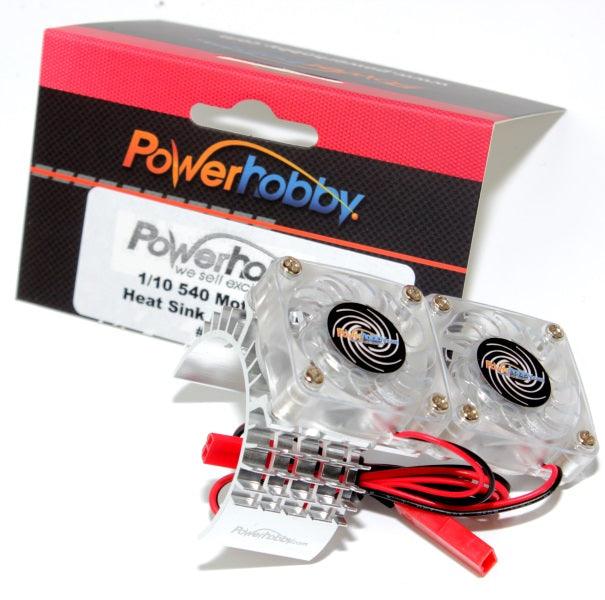 Powerhobby Aluminum Motor Heatsink Twin Dual Cooling Fan SILVER FOR Traxxas Slash 4x4 - PowerHobby
